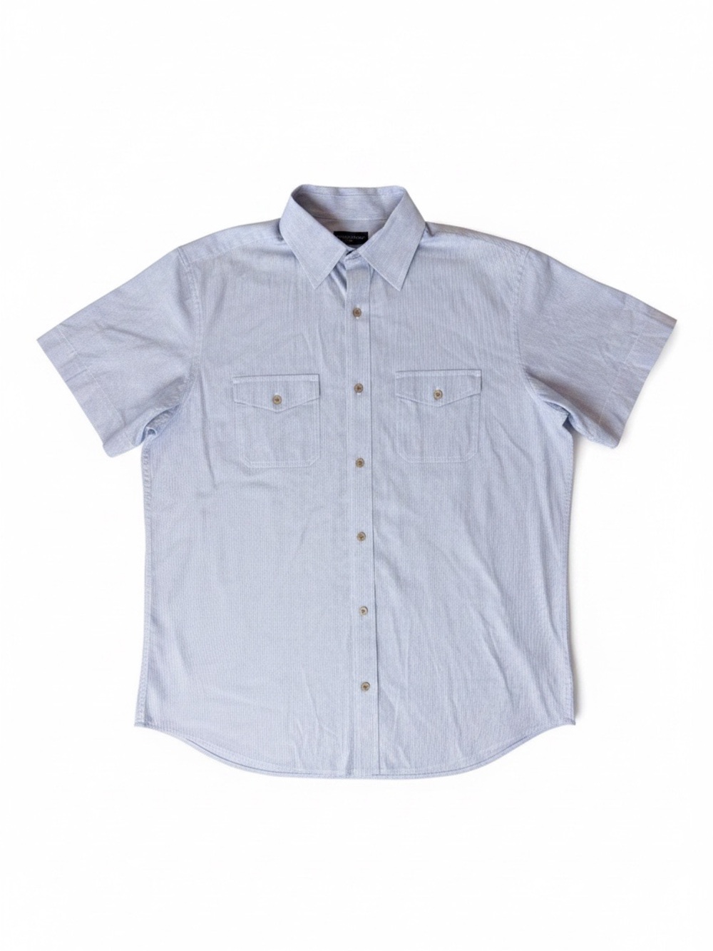 Banana Republic Men’s Short Sleeve Button-Down Shirt White/Blue Striped Size-L - Picture 4 of 4